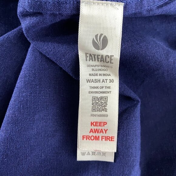 Fat Face Sadie Linen Blend Popover Top Women's Size 14 Navy Blue NWT‎ TP-2207 - Picture 9 of 13